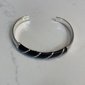 Sterling sliver and black cuff bracelet
